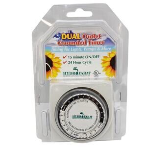 Hydrofarm TM01015D Dual Outlet Grounded Timer Hydroponics Indoor Garden NEW